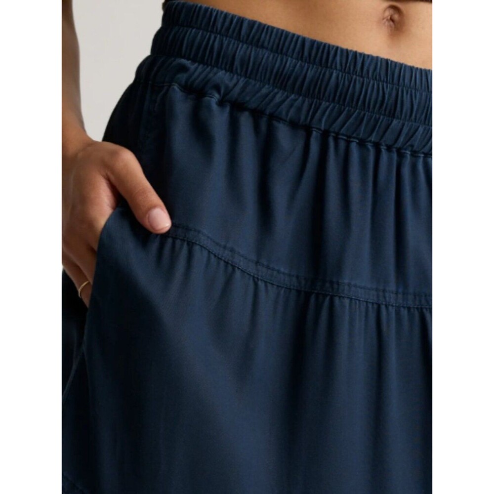 Quince Vintage Wash Tencel Tiered Maxi Skirt Midnight Blue L NWT - Picture 2 of 4